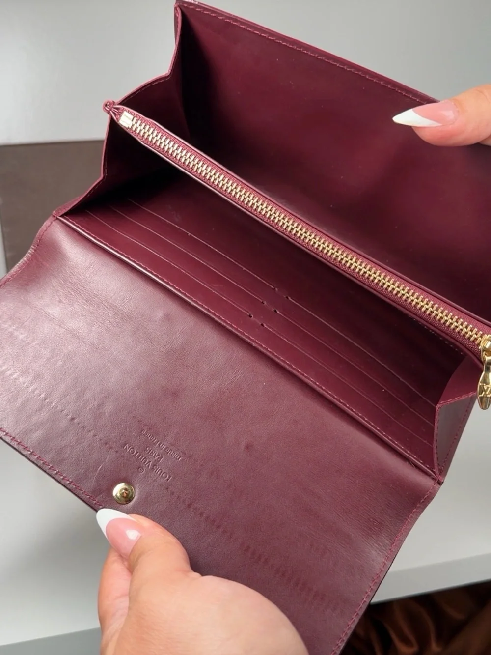 Louis Vuitton Vernis Sarah Wallet Amarante w/ Box & Dust Bag